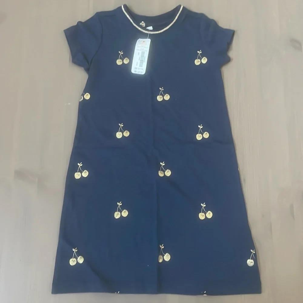 Gymboree Gold Cherry Design Dress Size 3/XXS